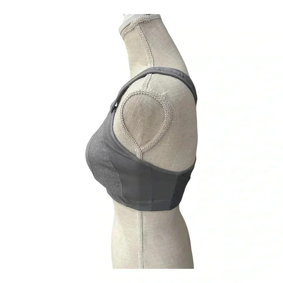 Syrokan Adjustable Front Straps High Impact Gray Racerback Sports Bra Size 34F - Picture 3 of 12